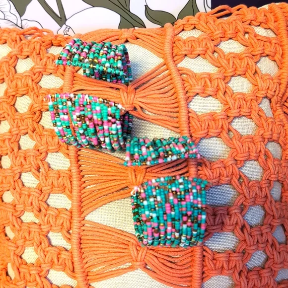 Set Of Tropical Seed Bead Cuff Bracelets - Picture 3 of 5